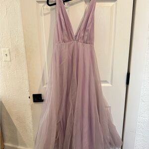 Hello Molly Lavender Plunge Tulle Prom Gown